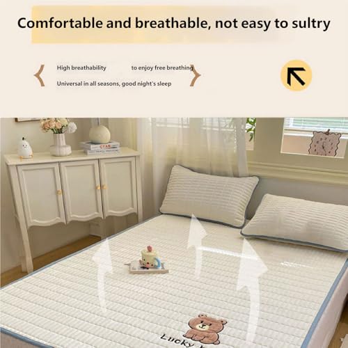 Cubrecolchón acolchado transpirable lavable de tela absorbente para cama 7