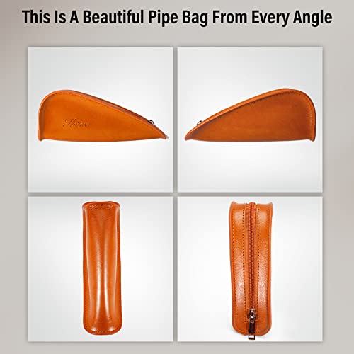 Spiper 100% Leather Tobacco Pipe Pouch, Portable Single Pipe Case, Travel Pipe Bag, Accessories, Outdise For 1 Tobacco Pipe And Accessories, Gift For Smoking (Brown) #TOP4