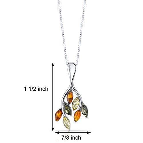 PEORA Genuine Baltic Amber Leaf Dangle Earrings for Women 925 Sterling Silver, Rich Multiple Colors, Friction Backs, Real Baltic Amber Earrings for Adults, 100% Natural from Baltic Region3