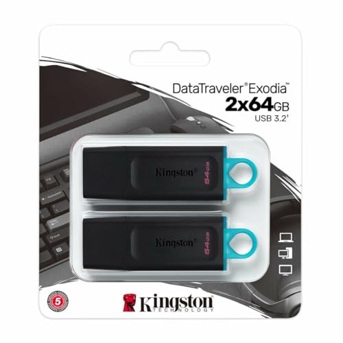DataTraveler Exodia DTX/64GB-2P Flash Drive USB 3.2 Gen 1 - con cappuccio protettivo e anello portachiavi in colori multipli - Chiavetta USB - Immagine 2