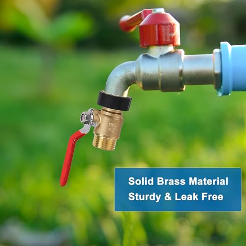 FINEST+ Garden Hose Shut Off Valve, 3/4\" GHT Water Hose Shut Turn Off Valve, Heavy Duty Brass Valve Garden Hose Ball Valve With Stainless Steel Long Handle - Thumbnail 7