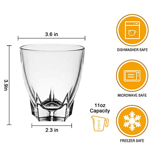 Cocktail Glass,QAPPDA Rocks Glasses 11 oz,Clear Drinking Glass,Whiskey Glasses,Old Fashioned Glass Bourbon Glasses Shot Glass Great for Restaurants,Bars,Parties,Water Cups Vodka Glass Cups 12 Pack…
