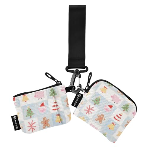 Happy Christmas Pink Pig Women's Wallets Card Cases Small Portable Card Wallet Money Organizer with Zipper Coin Pocket for Lady 2 Packs monedero Porta tarjetas para Mujer - Main Image