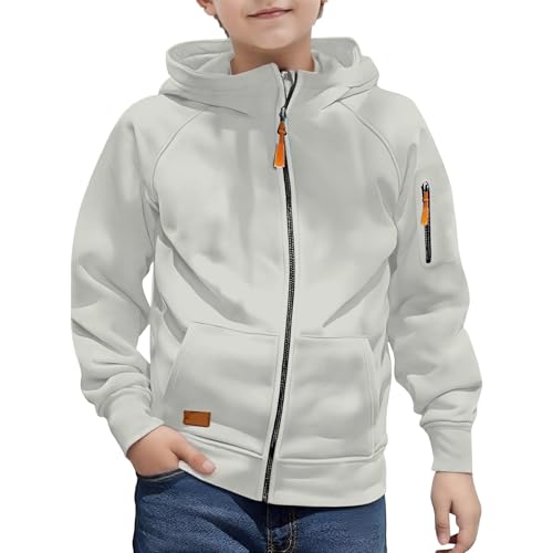 Boys Hooded Jacket Teen Zip Up Basic Cotton Plain Sweatshirt Outdoor Gymnastic Workout Athletic Coat4