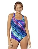 Swimsuits For All Women's Chlorine Resistant Cross Back One Piece Swimsuit - 22, Diagonal Stripe (Plus
