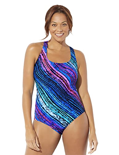 Swimsuits For All Women's Chlorine Resistant Cross Back One Piece Swimsuit (Plus