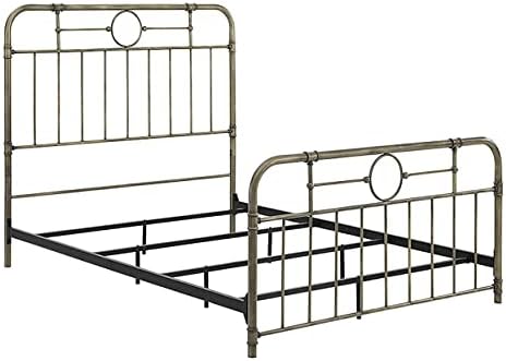 Walker Edison Vintage Metal Iron Pipe Queen Size Bed Headboard Bedroom Headboard Footboard Bed Frame Bedroom, Queen, Bronze