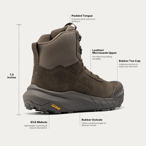 NORTIV 8 Męskie wodoodporne wojskowe taktyczne buty robocze turystyczne skórzane motocyklowe bojowe lekkie antypoślizgowe buty dla mężczyzn 20 cm
