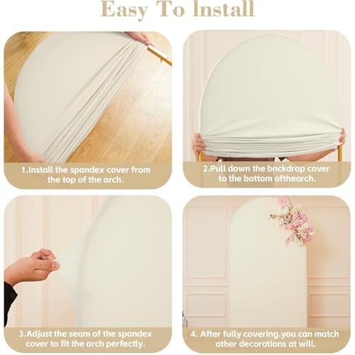 Funda para Arco de Boda doble cara, 5 pies Blanco Beige miniatura 6