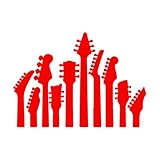 Wandtattoo Gitarre Rock Pop Vinyl Familie Musik Gitarre Musikinstrument Wandaufkleber Gitarrenshop-S-30x42cm-Red