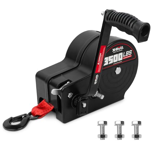 X-BULL Heavy Duty Boat Trailer Winch 3500 LBS 32FT Strap New Upgraded Quick-Connect Handle and Enclosed Housing 2-Way Ratchet 4:1/8:1 Gear Winch for Boat Truck Trailer RV ATV Jet Ski