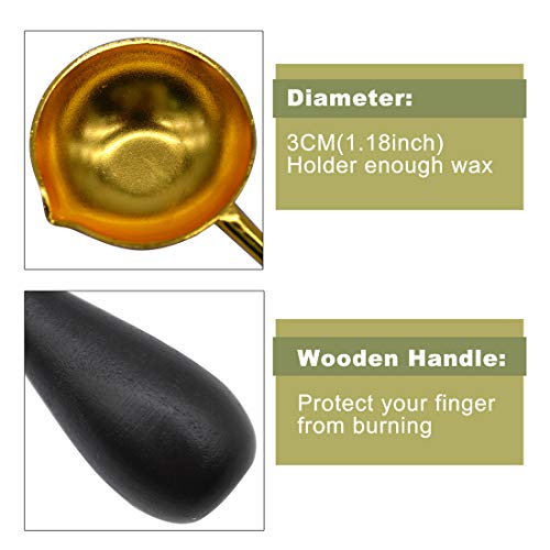 Lager Sealing Wax Spoon Metal Tools With Green Wax Beads And Tealight Candle, Wax Seal Kits #TOP2