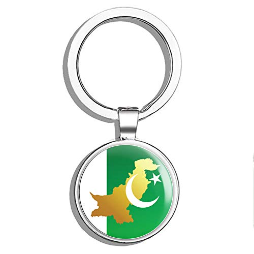 PRS Vinyl Pakistan Flag Emblem Double Sided Stainless Steel Keychain Key Ring Chain Holder Car/Key Finder