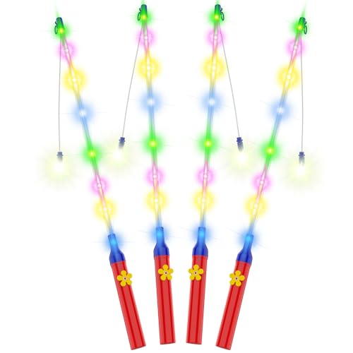 WD&CD Elektrische led-lantaarnstaaf, 4 stuks, led-palen voor papieren lantaarns, voor feestjes, kostuumfeesten, Halloween, Kerstmis en meer