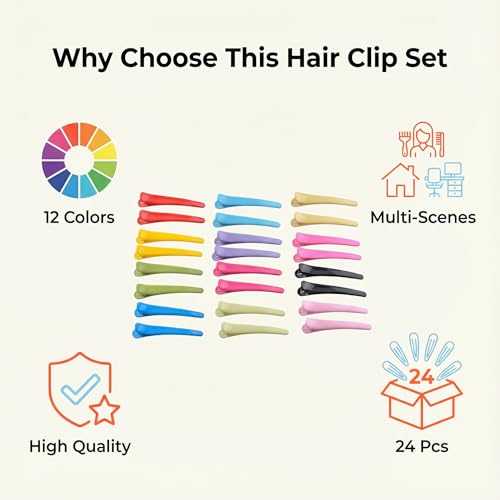Pinzas para cabello diseño pato 24 piezas multicolor miniatura 7
