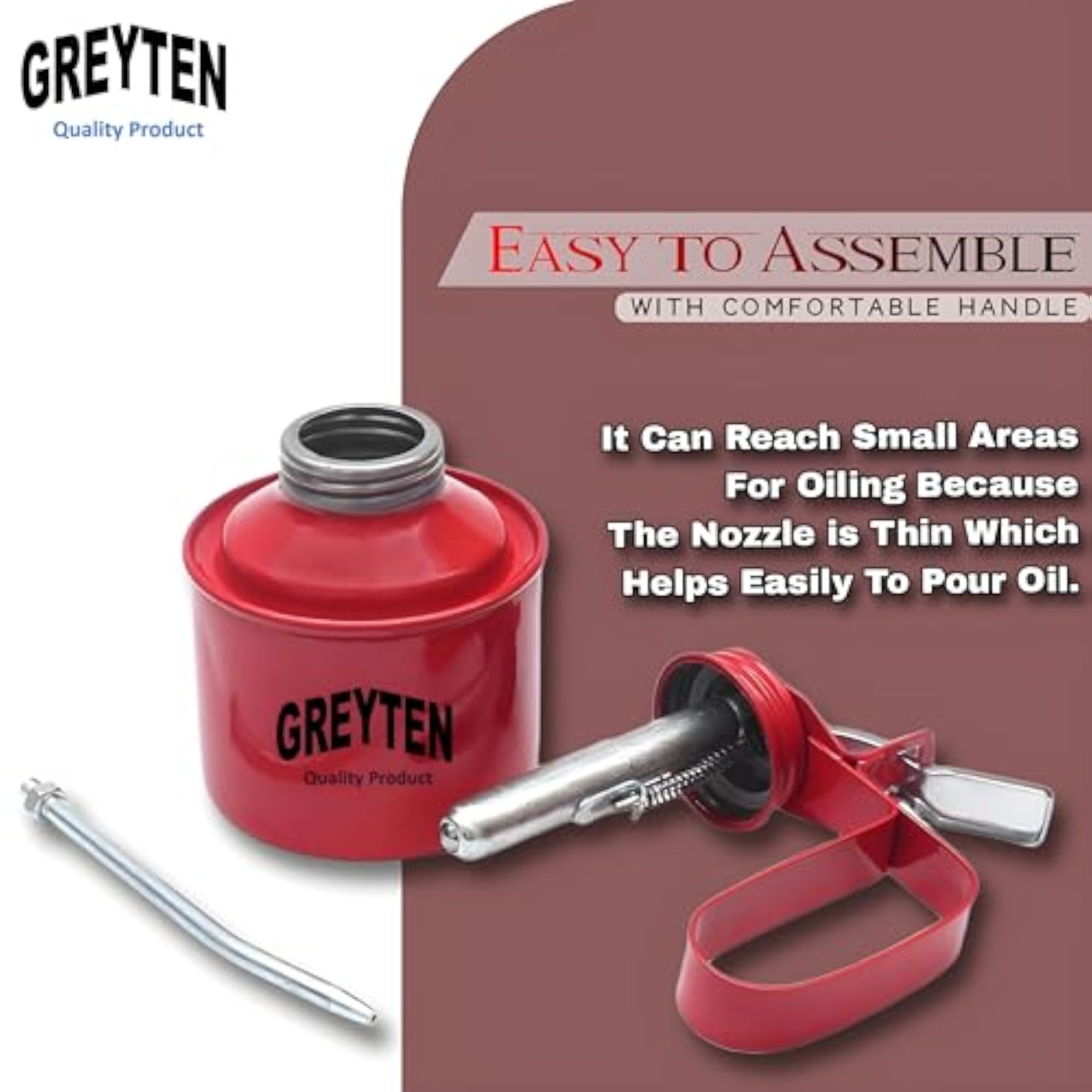 Manual Pump Steel Pistol Type Oiler Can with Straight Spouts
