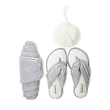 Dearfoams womens Terry Spa Bundle With Kylie Thong Slipper, Sleet, Medium US