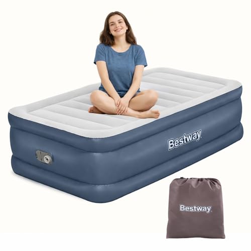 Bestway TriTech Luftbett mit integrierter Elektropumpe Single XL/Hi 191 x 97 x 51 cm, Blau