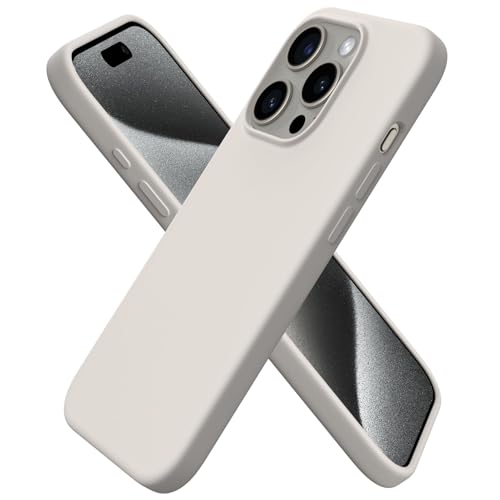 ORNARTO kompatibel mit iPhone 15 Pro Hülle Silikon 6 1 Zoll dünne Handyhülle iPhone 15 Pro aus flüssigem Silikon Kratzfeste und stoßfeste Schutzhülle iPhone 15Pro Case(2023) - Titan Natur