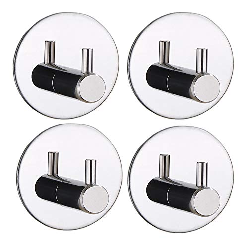 Celbon 4 ganchos para toallas de baño, autoadhesivos, cromados, adhesivos, de acero inoxidable, SUS 304, para baño, cocina, armario (4 piezas, cromado)