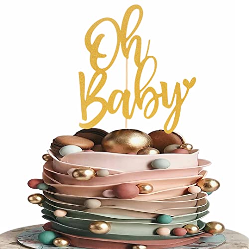 Gold Oh Baby Cake Topper Baby Shower Gender Reveal Dessert Display Decor