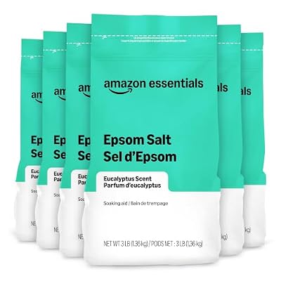 Amazon Basics Epsom Salt Soaking Aid, Eucalyptus Scented, 3 Pound (Pack of 6) (Previously Solimo)