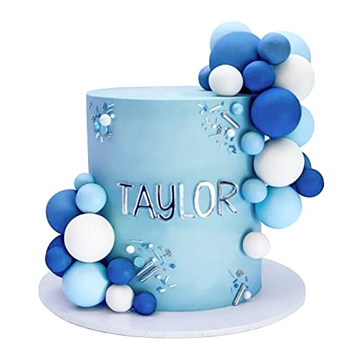 32 Pcs Ball Cake Picks Colorful Ball Shaped Cake Topper Pearl Balls Cupcake Cake Insert Topper For Birthday Party Wedding Decoration Supplies Blue White Dark Blue #TOP14