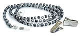 Silk Rose Women's Eyeglasses Beaded Chain and Badge Holder for IDs and Cards, Gray