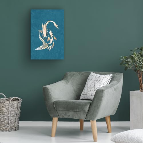 Trademark Fine Art Canvas Wall Art - Sarah Manovski 'Gold Blue Koi Fish' Wall Art for Living Room, Bedroom, or Office DΓ©cor Trademark Fine Art Canvas Wall Art - Sarah Manovski 'Gold Blue Koi Fish' Wall Art for Living Room, Bedroom, or Office DΓ©cor