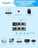 eSynic Gigabit Ethernet rozdzielacz 1 w 4 wyjściach z kablem sieciowym 0,5 m, przełącznik rozdzielacza RJ45 LAN 1 do 4 portów 100 Mb/s z kablem sieciowym typu C, 1X4, obsługuje kable Cat5/5e/6/7/8