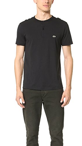 Lacoste Men's Short Sleeve Henley Jersey Pima Regular Fit T-Shirt, Black, 6