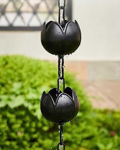 Récupérateur d'eau de pluie lotus noir de haute qualité pour porche avant et pergola moderne