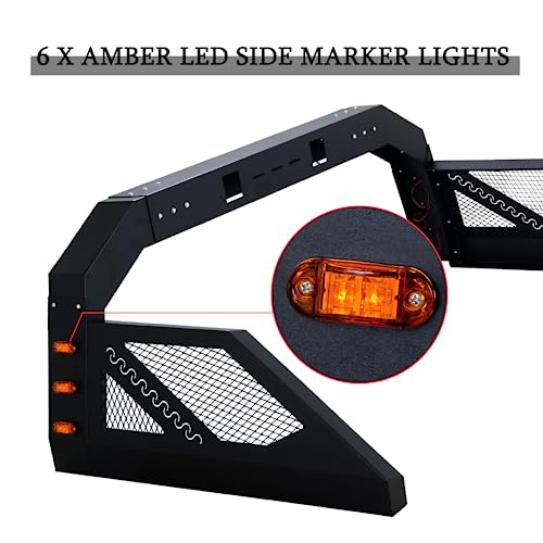 Migoda Adjustable Universal Truck Bed Chase Rack Roll Bar with 6 Amber Side Marker Lamps Work Lights for Added Safety and Functionality, Universal Chase Rack Roll Bar for Pickup Truck - Image 6