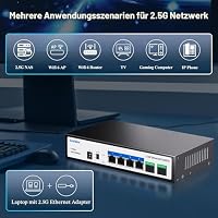 Goalake Multi-Gigabit Desktop-Switch, 4 Ports 2,5 G, Nicht verwaltet, 4 Base-T Ports 2,5 G, 2 SFP+ 10 G, 802.3X Flusskontrolle, 2,5 Gbe Netzwerk-Switch, ideal für kleine Büros – Ansicht 7