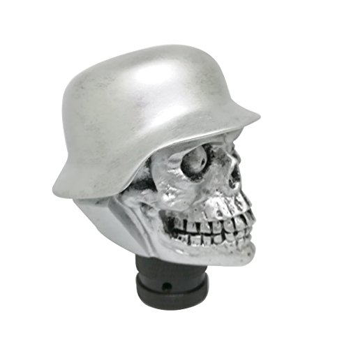 Mavota Gear Shift Knob Skull Head Hat Style Automatic Shift Knob For 3 Adapter For Car Truck Suv Silver #TOP3