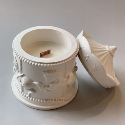 Image of Horse Carousel Jar Candle with Lid | Reusable Decorative Jar | Soy Wax Blend Vanilla Scented Candle | Hand-Poured Luxury Aroma Candle for Home Decor, Gifting & Relaxation