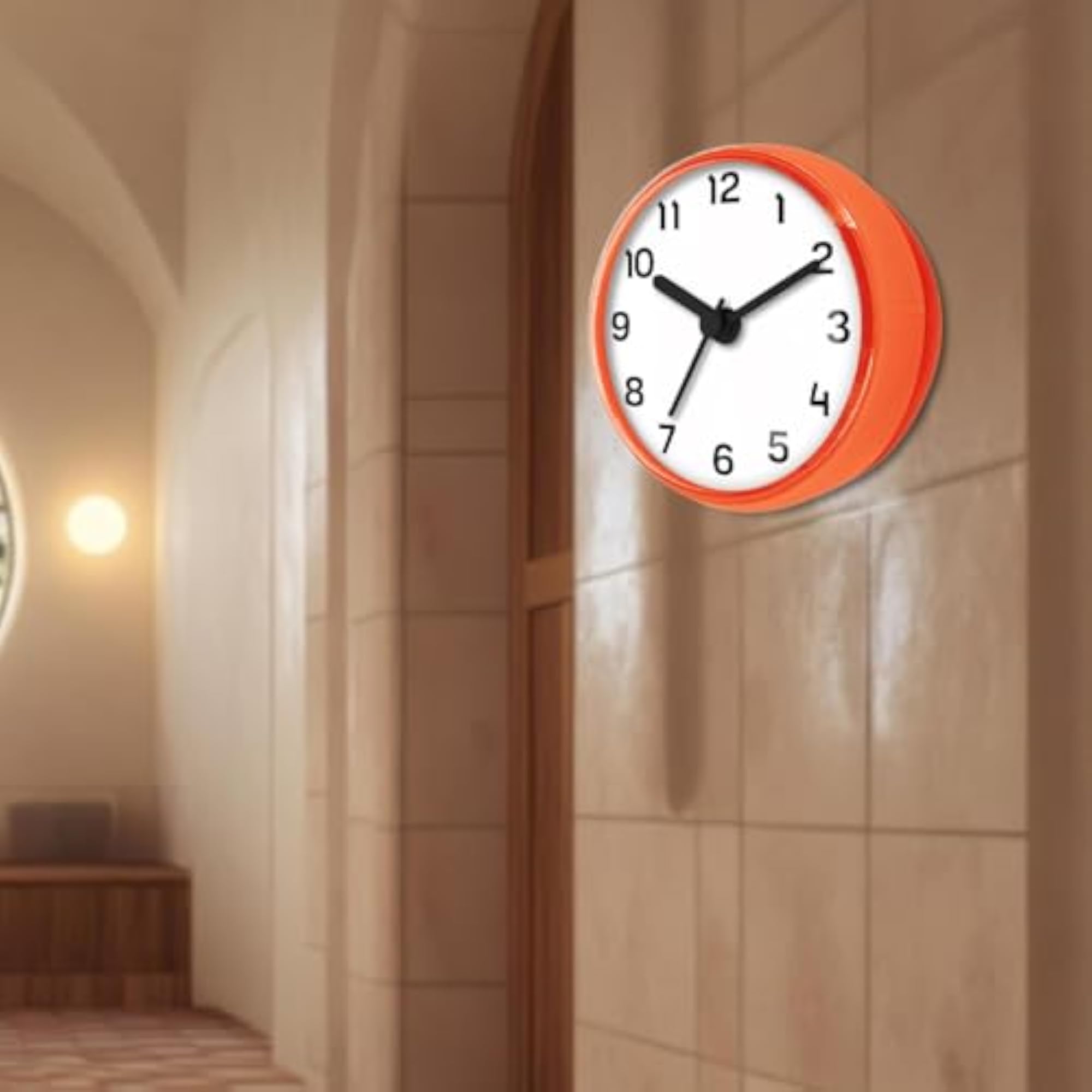 Waterproof Bathroom Clock, Silent Small Design