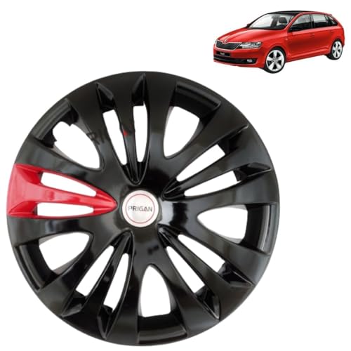 Image of PRIGAN Rapid (15 Inch Only) Black Red 15 Inch Wheel Cover for Rapid (Set of 4 Pcs) (Press Fitting) Model- Ertiga T1 BRed 15