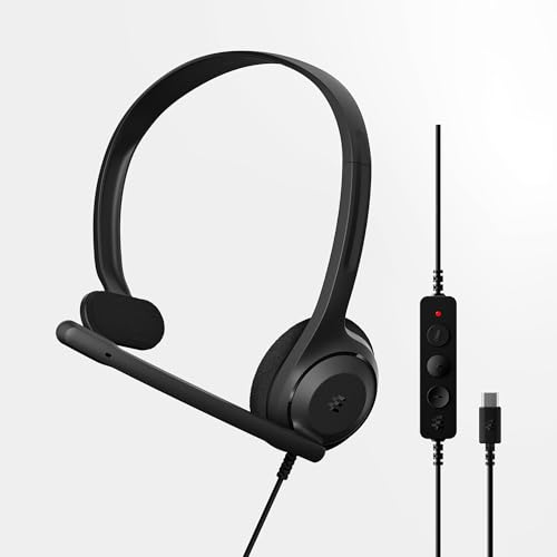 EPOS C1 USB-C Cuffie Mono - Auricolare Cablato Singolo con Microfono Noise-Cancelling, Audio Cristallino, Design Ultraleggero, Connettore USB-C, Certificato Chromebook, Ottimo per Ufficio e Chiamate
