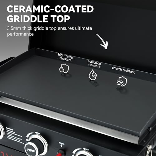 Royal Gourmet PD3001 3-Burner Propane Gas Griddle with Collapsible Stand, 23-Inch Portable Griddle with Side Table & 314 Sq. In. Cooking Area for Camping, Tailgating, Backyard & Patio, Black by Royal Gourmet - Image 6