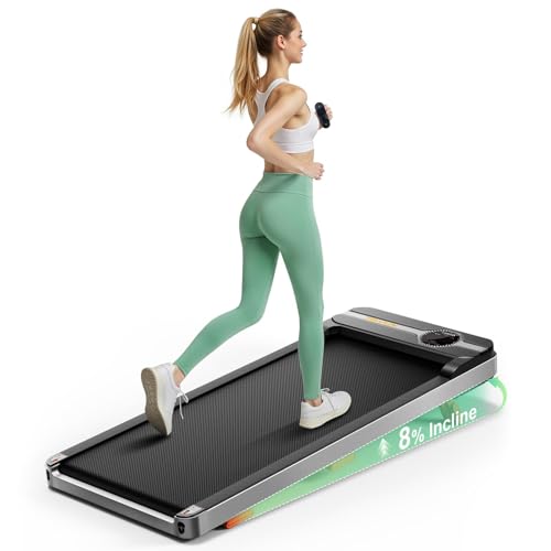 TREAFLOW Walking Pad with Incline, Under Desk Treadmill Portable for Home, 2.5HP Mini Walking Treadmill, 265 lbs Capacity, LED Screen, Remote Control, Compact Design