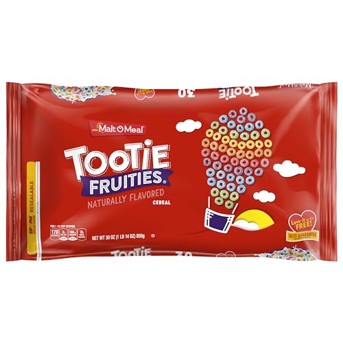 Malt-O-Meal Tootie Fruities Breakfast Cereal, Colorful and Fruity Cereal for the Family, Family Cereal Size, 30 OZ Resealable Cereal Bag
