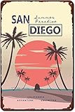 Summer Tin Sign San Diego California Summer Paradise Retro 