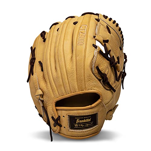 Franklin Sports CTZ5000 Baseball Fielding Glove - Cowhide Leather Mitt - 12.0' 2-Piece Basket Web...