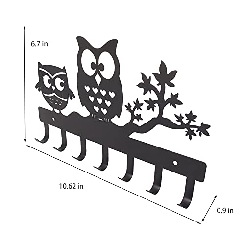 Joypucofe Black Metal Key Holder Hooks Owl Wall Hanger Decorations Multi-Purpose For Door Kitchen Corridor Foyer Bedroom University Dormitory, 7 Hook Racks #TOP1