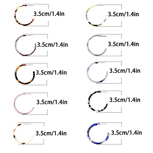 6-12 Pairs Leopard Hoop Earings Lightweight - Bohemia Statement Hoops Acrylic Resin Round Circle Stud Earring Set - Drop Dangle Ecetate Earrings Green Pink Red for Women4