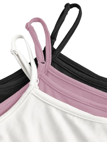 Image of SOLY HUX Girl's Tank Tops 3 Packs Cute Ruched Spaghetti Strap Camisole Slim Fit Undershirts
