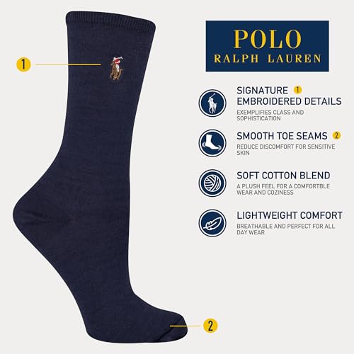 Polo Ralph Lauren womens Classic Embroidered Pony Crew Socks - 3 Pair Pack - Soft Lightweight Cotton Comfort4