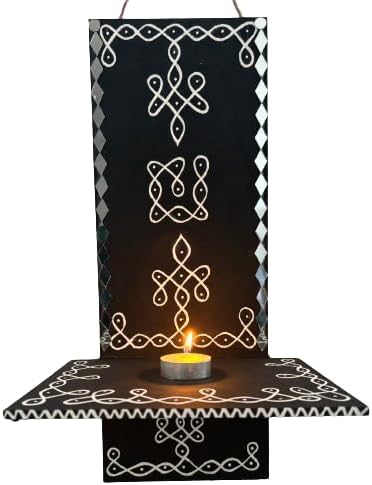 Generic Jenise Wall Hanging Candle Scones Wall Mounted Decor Wodden Candle Holders for Flower Vase Handmade Hanging Wall Sconces Indian Pooja Decorations for Home