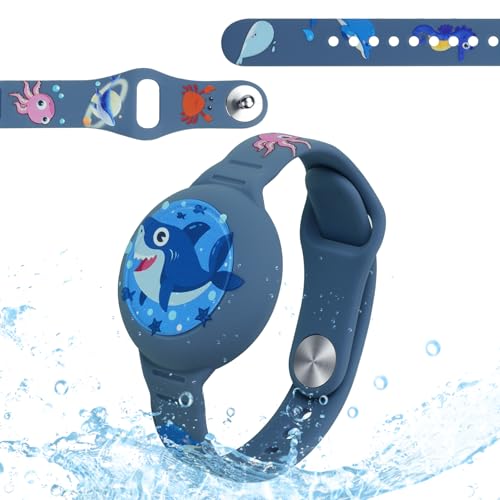 AXFEE Kids Watchband Compatible with Apple Airtag, Silicone Bracelet Protective Case for AirTag, Anti-Lost Adjustable Wristband for AirTags, GPS Wristlet Protective Cover for Child/Toddlers (Blue)
